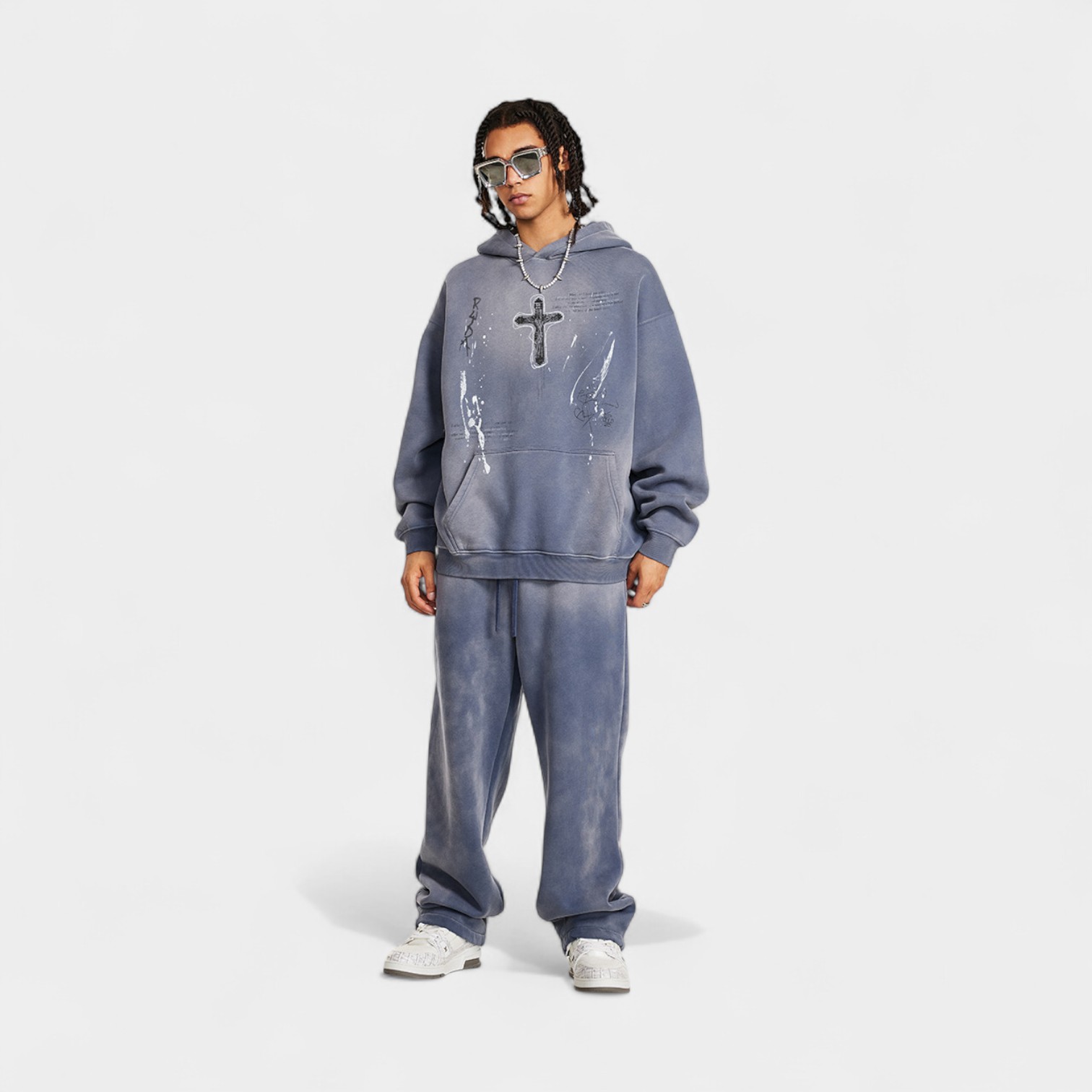 Herren Hoodie mit künstlerischem Druck und langen Ärmeln – Bild 2