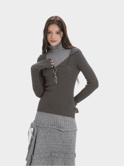 Damen Slim Fit Langarm Strickpullover
