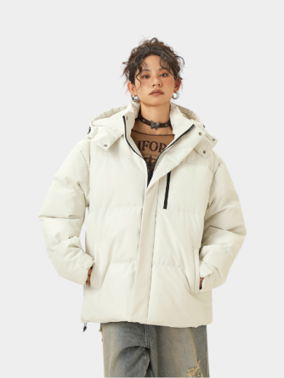 Damen Oversized Lange Ärmel Puffer Jacke