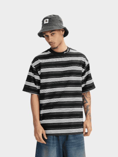 Herren T-Shirt mit Streifenmuster und kurzen Ärmeln