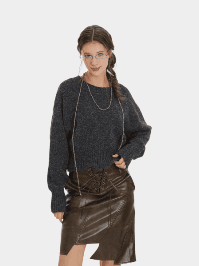 Damen Strickpullover mit langen Ärmeln und normaler Passform