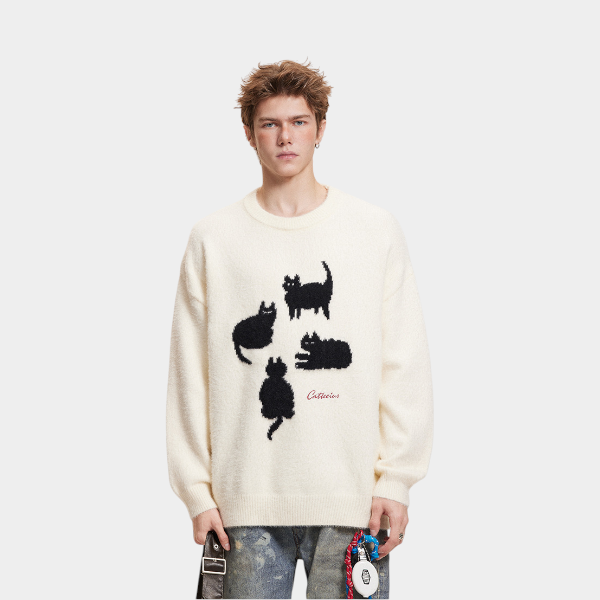 Unisex Tierdruck Langarm Strickpullover