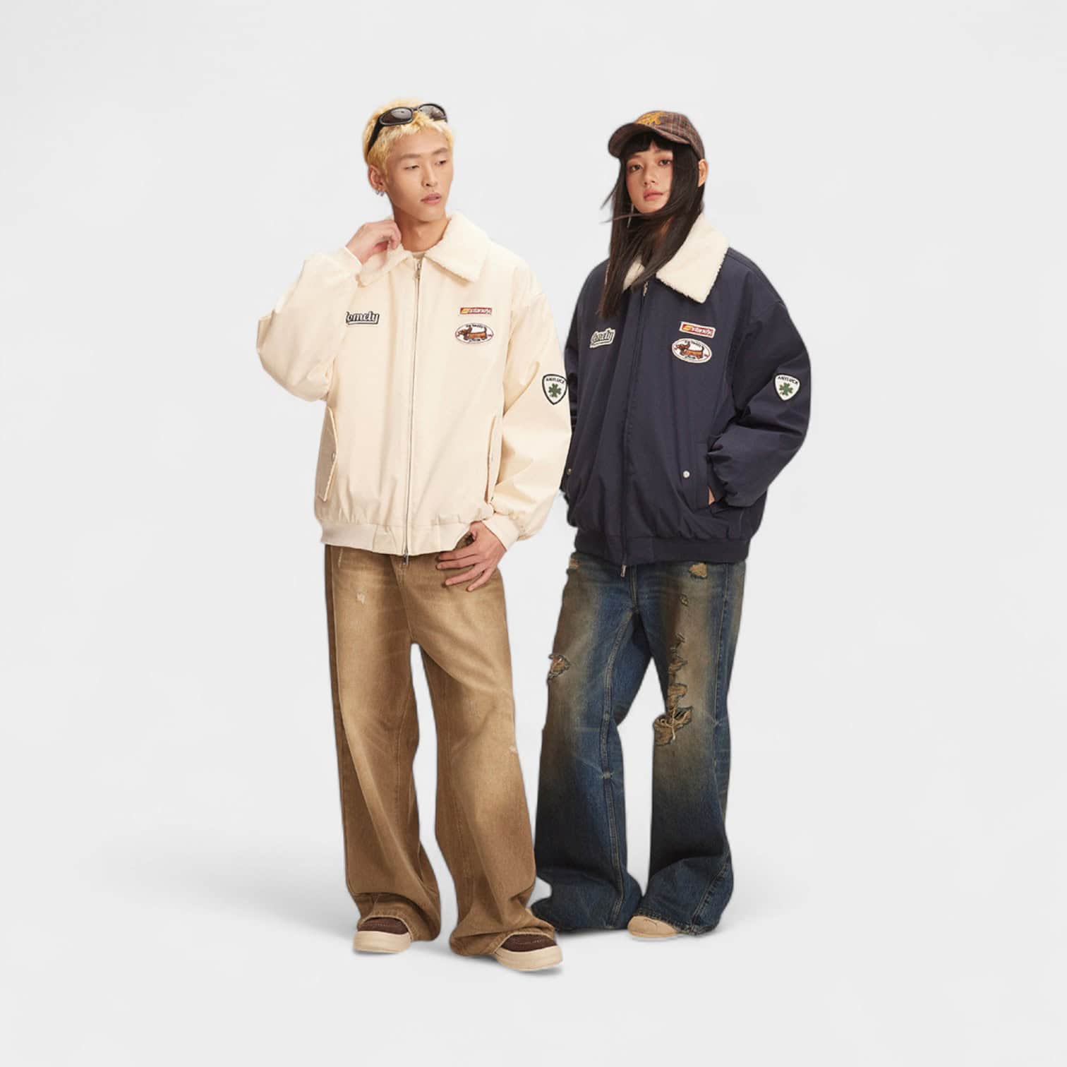 Unisex Parka mit Textdruck und langen Ärmeln – Bild 3