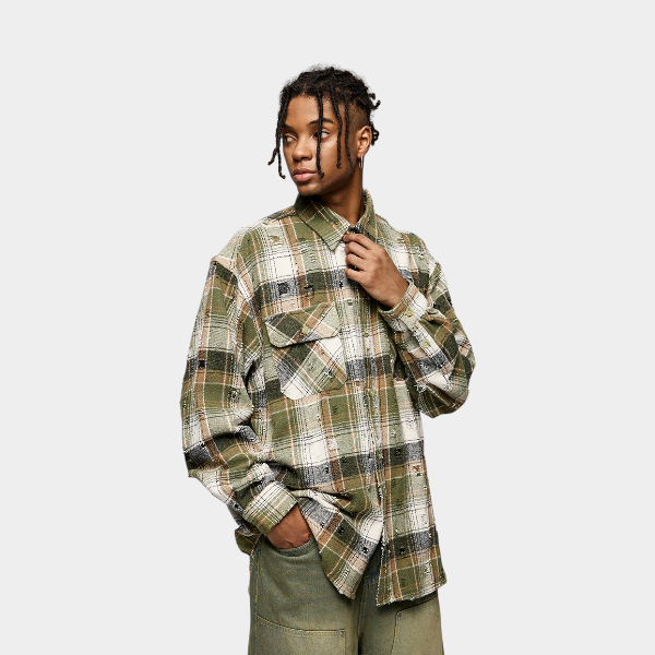 Unisex Hemd mit Karomuster, langen Ärmeln und lässigem Schnitt – Bild 3