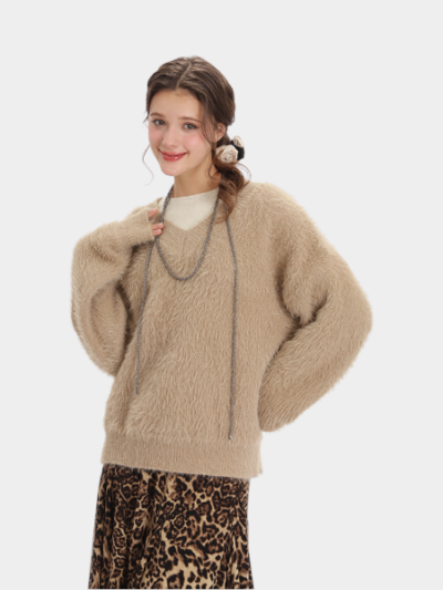 Damen Oversize Strickpullover mit langen Ärmeln