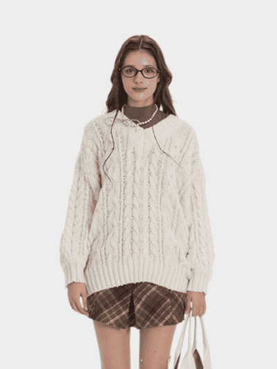 Damen Oversize Strickpullover mit langen Ärmeln