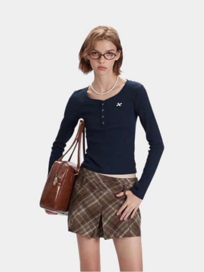 Damen Slim Fit Langarm T-Shirt