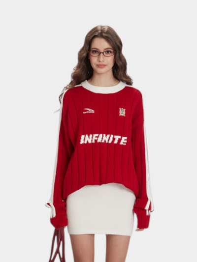 Damen Strickpullover mit Textdruck, lange Ärmel