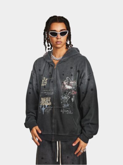 Men's Artistic print Long sleeves Zip up Jacket