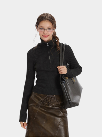 Damen Slim Fit Langarm Strickpullover