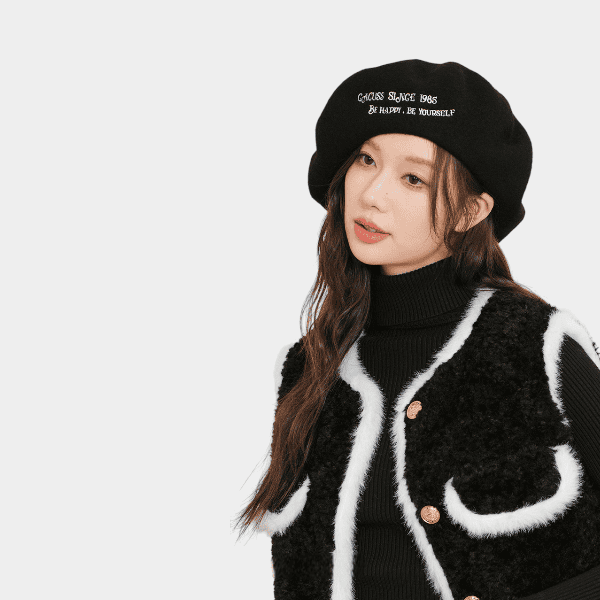 Damen Baskenmütze mit Textdruck – Bild 3