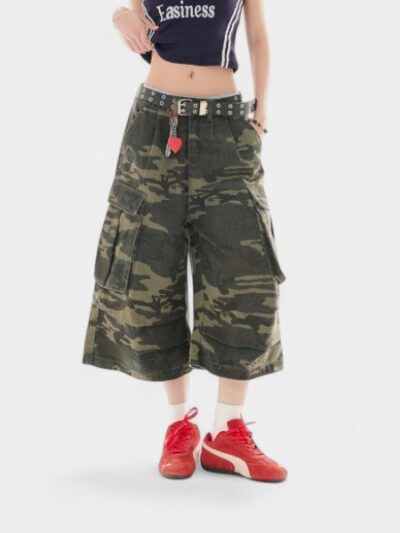 Damen Camouflage Muster Jorts