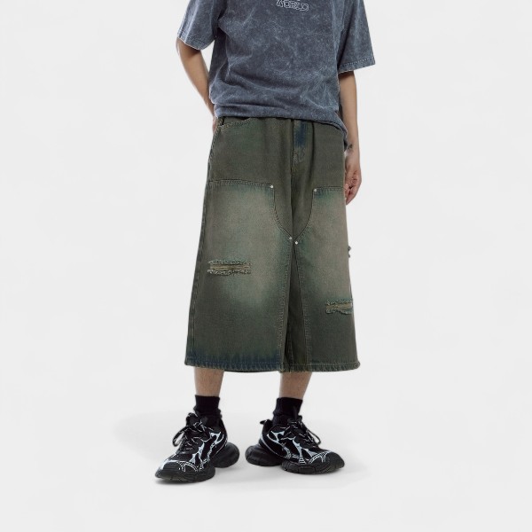 Herren Relaxed Fit/Loose Fit Kurzarm Jorts