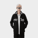 Unisex Jacke mit Textdruck, langen Ärmeln und Reißverschluss