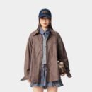 Damen Oversized Lederjacke mit langen Ärmeln