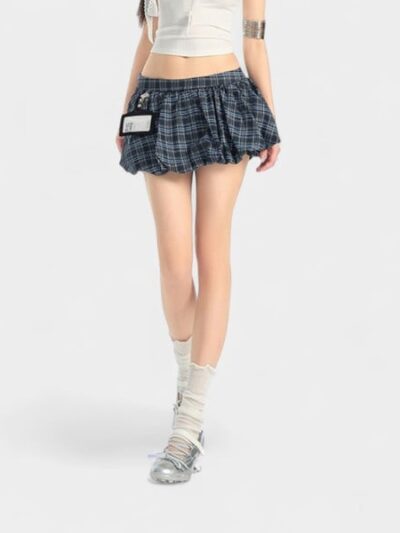 Damen Jeansrock mit Karomuster