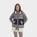 Damen Strickpullover mit Tiermuster und langen Ärmeln