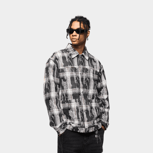 Herren Langarm Freizeithemd mit Textdruck