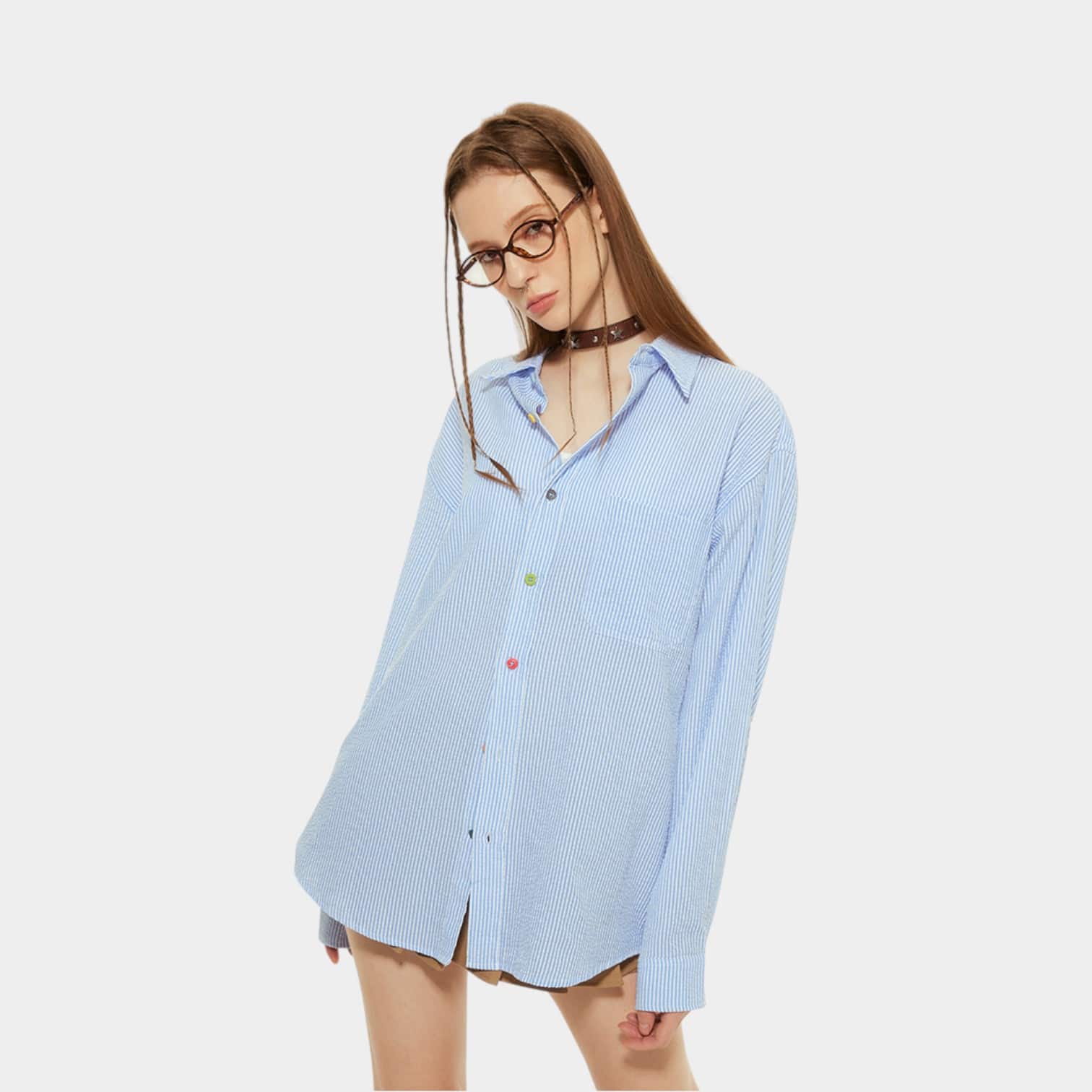 Gestreiftes Damen Langarm Freizeithemd – Bild 4