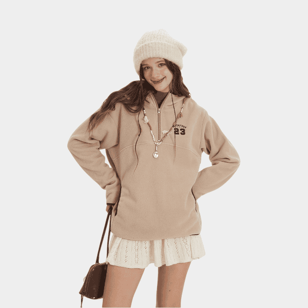 Damen Fleece-Pullover mit Textdruck und langen Ärmeln – Bild 4