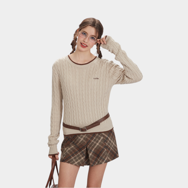 Damen Strickpullover mit Textdruck, lange Ärmel – Bild 4