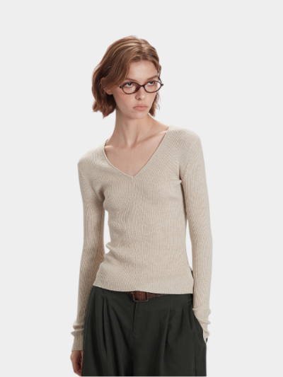 Damen Slim Fit Langarm Strickpullover