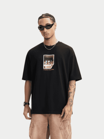 Herren T-Shirt mit künstlerischem Druck und kurzen Ärmeln