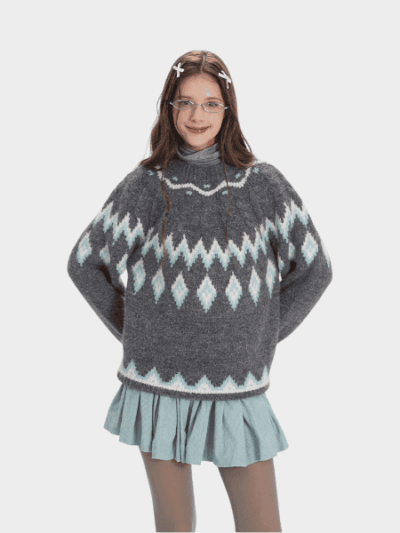 Damen Oversized Langarm Strickpullover