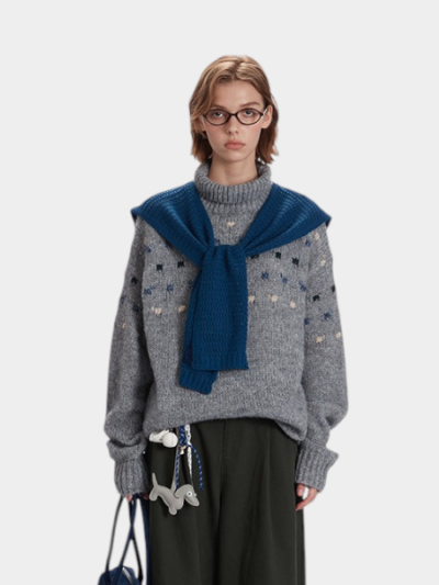 Damen Oversize Strickpullover mit langen Ärmeln