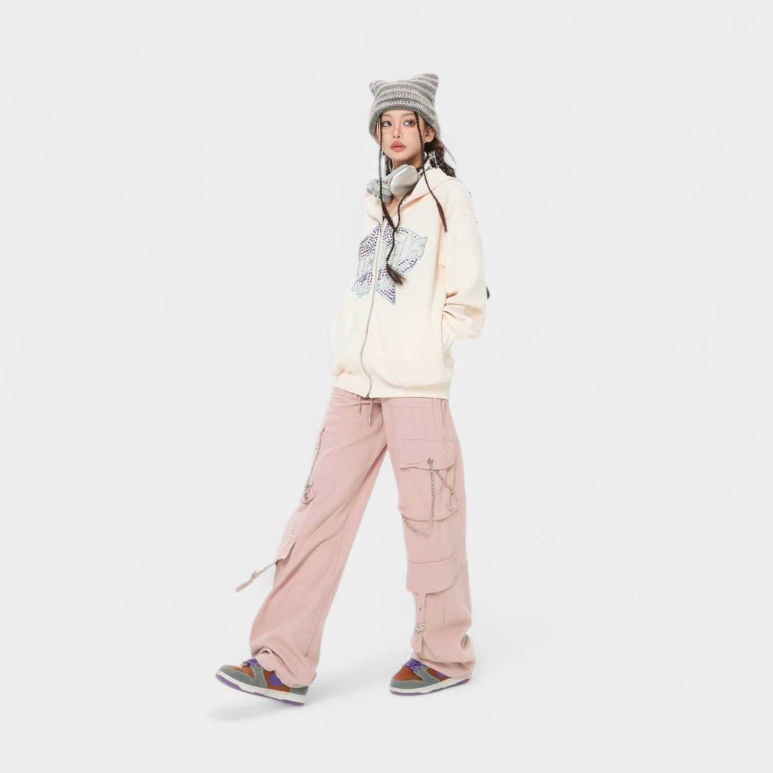 Damen Oversized Langarm Reißverschluss Jacke – Bild 4