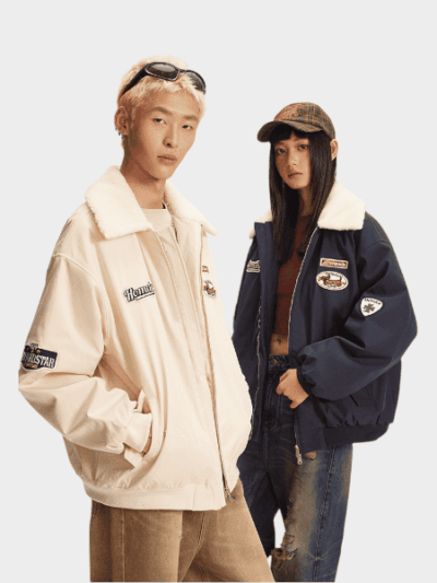 Unisex Parka mit Textdruck und langen Ärmeln