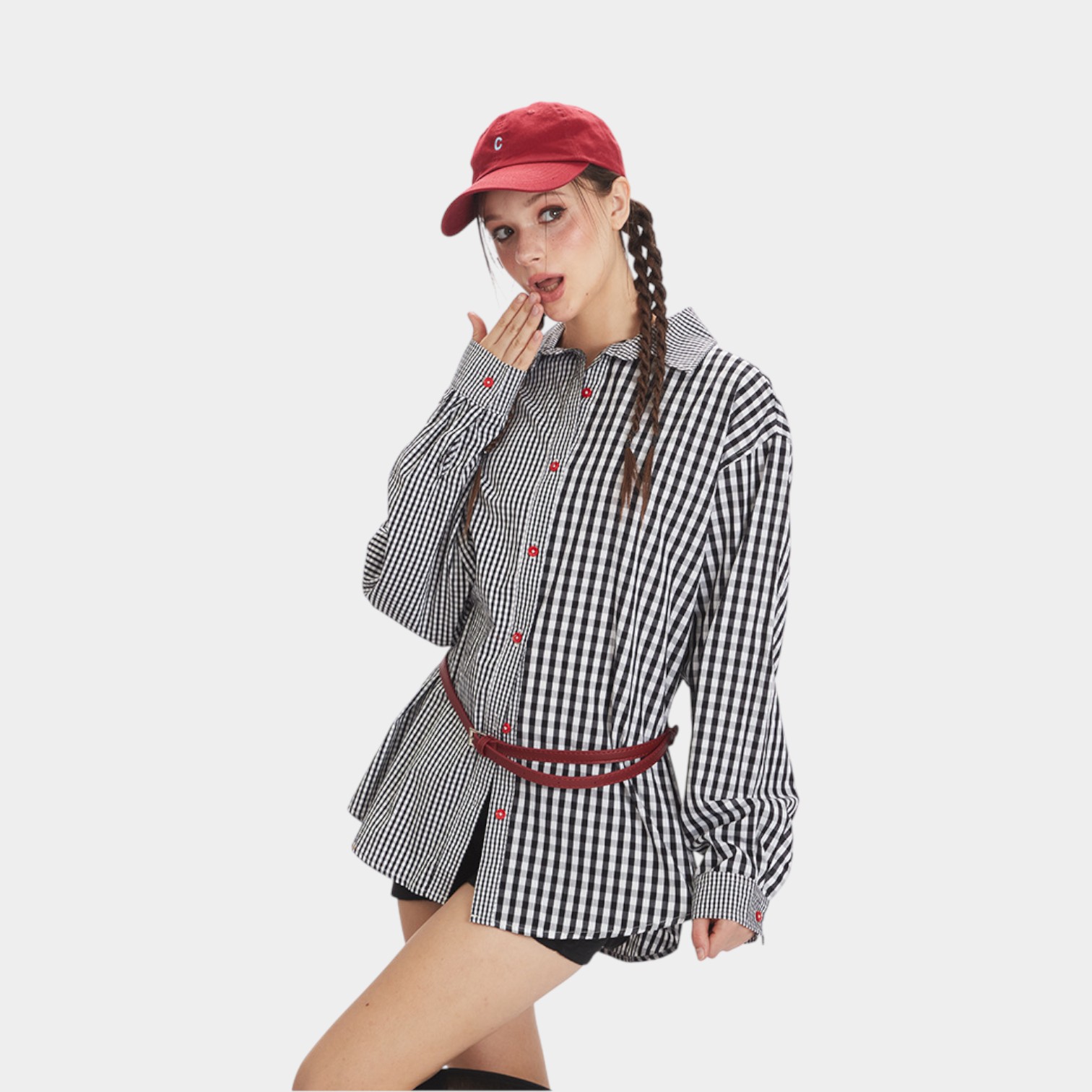 Damen Langarm Freizeithemd mit Karomuster – Bild 4