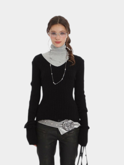 Gestreifter Strickpullover für Damen mit langen Ärmeln