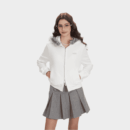 Damen Jacke mit Textdruck, langen Ärmeln und Reißverschluss