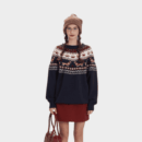 Damen Strickpullover mit Tiermuster und langen Ärmeln