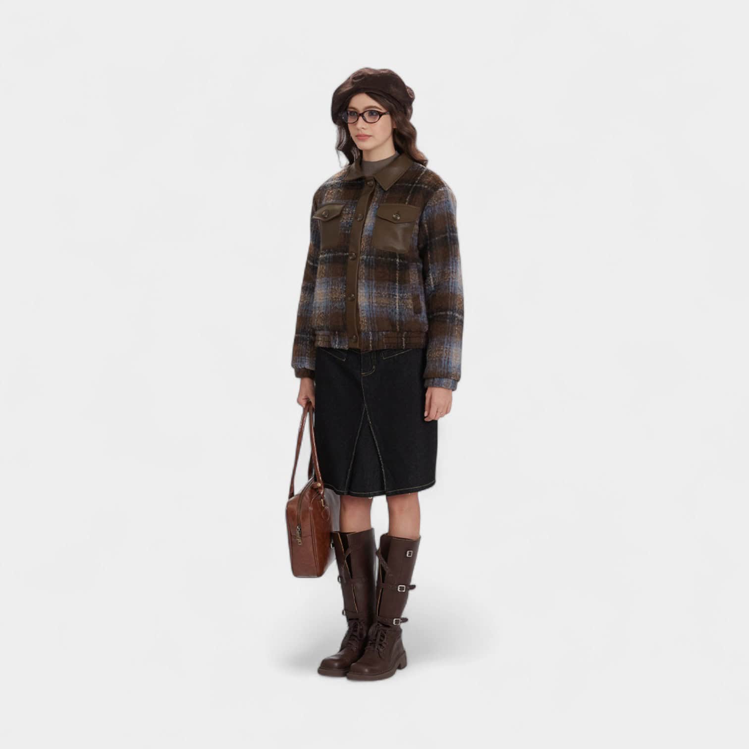 Damen Mantel mit Karomuster und langen Ärmeln – Bild 3