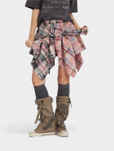 Women's Checked pattern Pleated Skirt