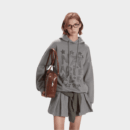 Damen Hoodie mit künstlerischem Druck und langen Ärmeln