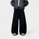 11Kn American Pure Black Scimitar Pants for Men and Women, Loose, Simple, Trendy, Slim, Casual, Wide-Leg Pants