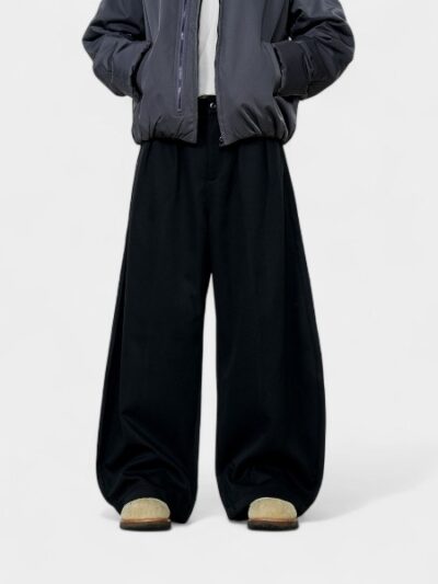 11Kn American Pure Black Scimitar Pants for Men and Women, Loose, Simple, Trendy, Slim, Casual, Wide-Leg Pants