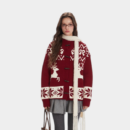 Damen Strickpullover mit Tiermuster und langen Ärmeln