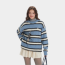 Gestreifter Strickpullover für Damen mit langen Ärmeln