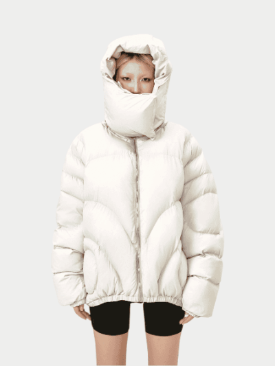 Damen Oversized Lange Ärmel Puffer Jacke