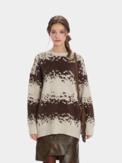 Gestreifter Strickpullover für Damen mit langen Ärmeln