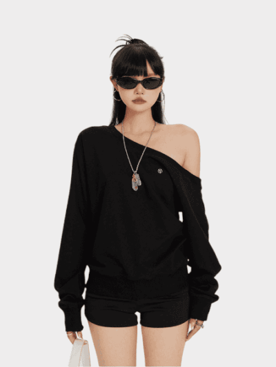 Damen Oversize Langarm Sweatshirt