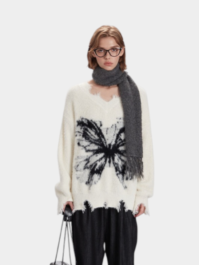 Damen Oversize Strickpullover mit langen Ärmeln