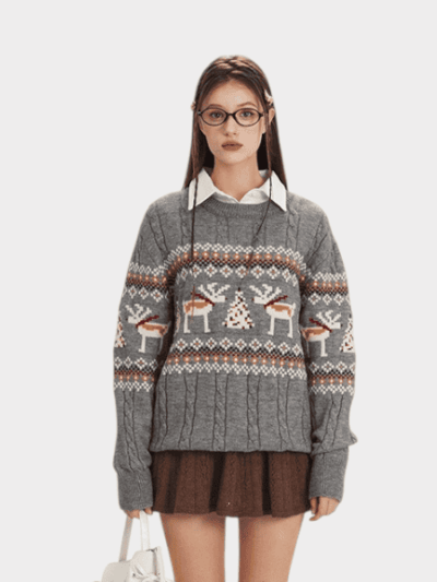 Damen Oversize Strickpullover mit langen Ärmeln