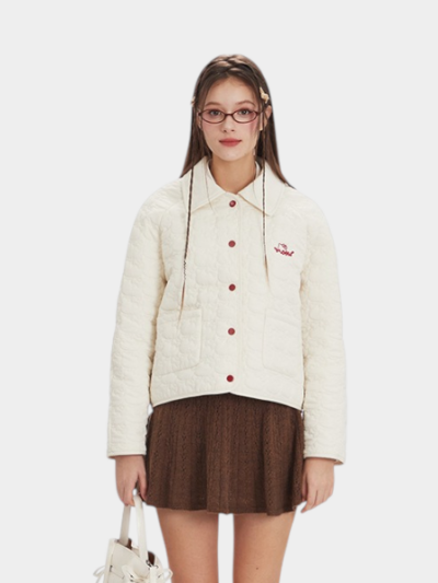 Gesteppte Damenjacke mit Blumenmuster und langen Ärmeln