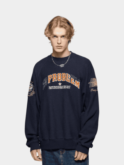 Herren Sweatshirt mit Textdruck und langen Ärmeln