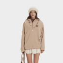 Damen Fleece-Pullover mit Textdruck und langen Ärmeln